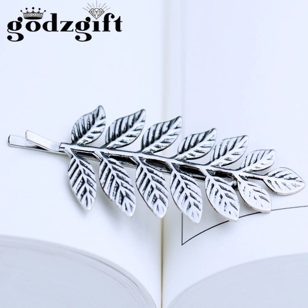 Godzgift модные Винтаж листьев дизайн женская заколка для волос мужские украшения