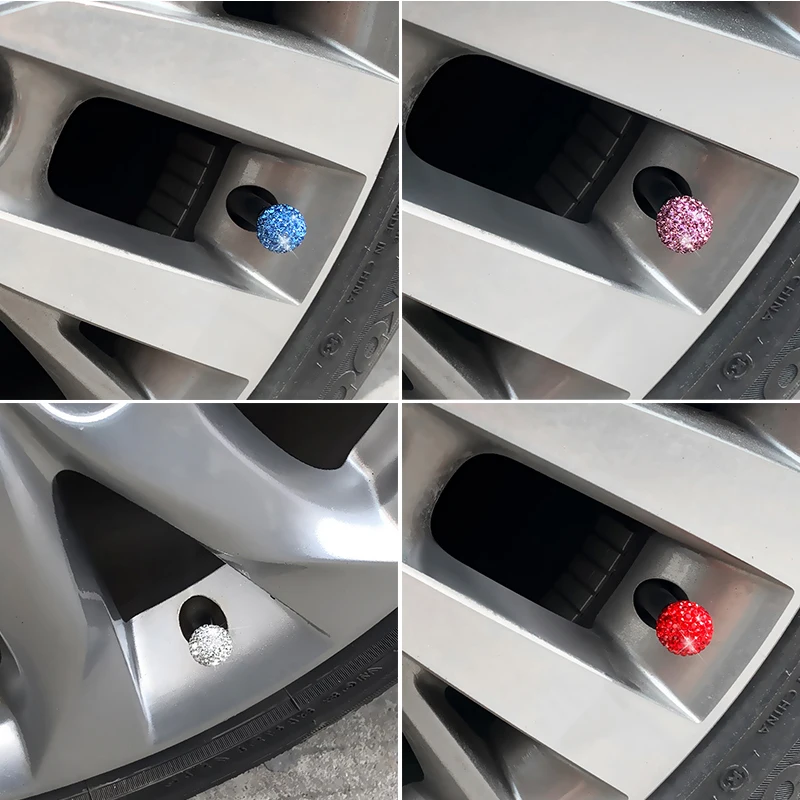4pcs / set Car Cap Tire Air sealing cap Spherical wheel design mixed color diamond crystal tire valve and | Автомобили и