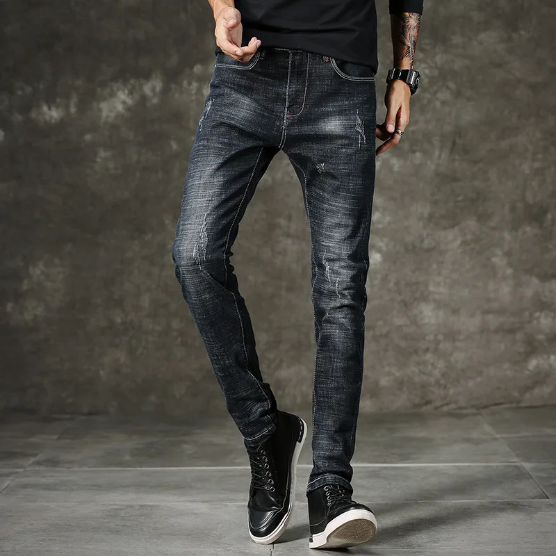 2018 New Men's Jeans High Quality Famous Brand Straight Stretch Slim Fit Classic Casual Long Pants Trousers | Мужская одежда