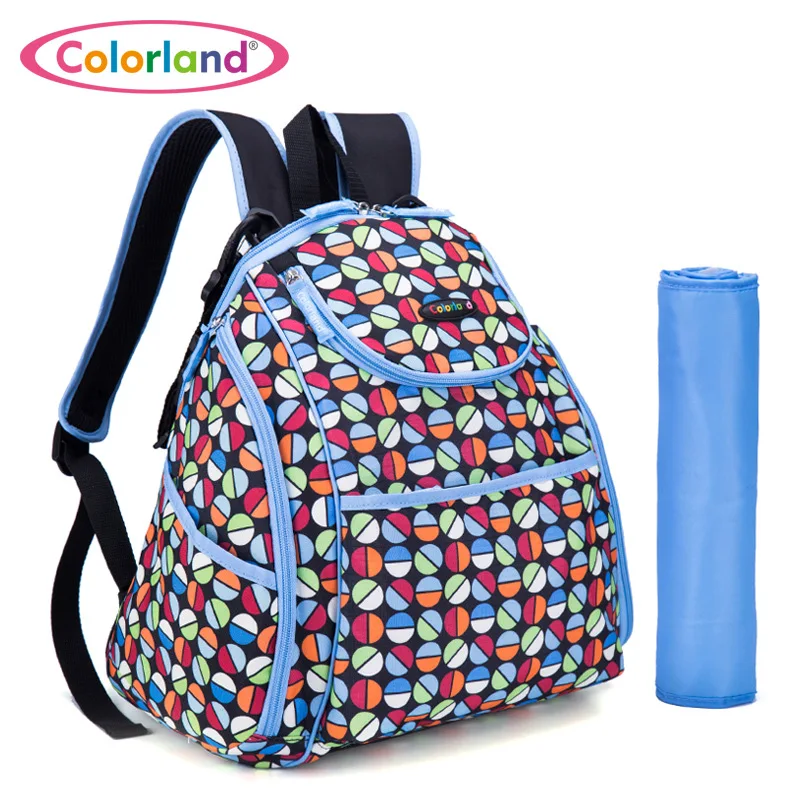 

New Arrival COLORLAND Large Capacity Elegant Baby Diaper Backpacks Bags with Changing Mat Multifunctional Nappy Bag For Mommy