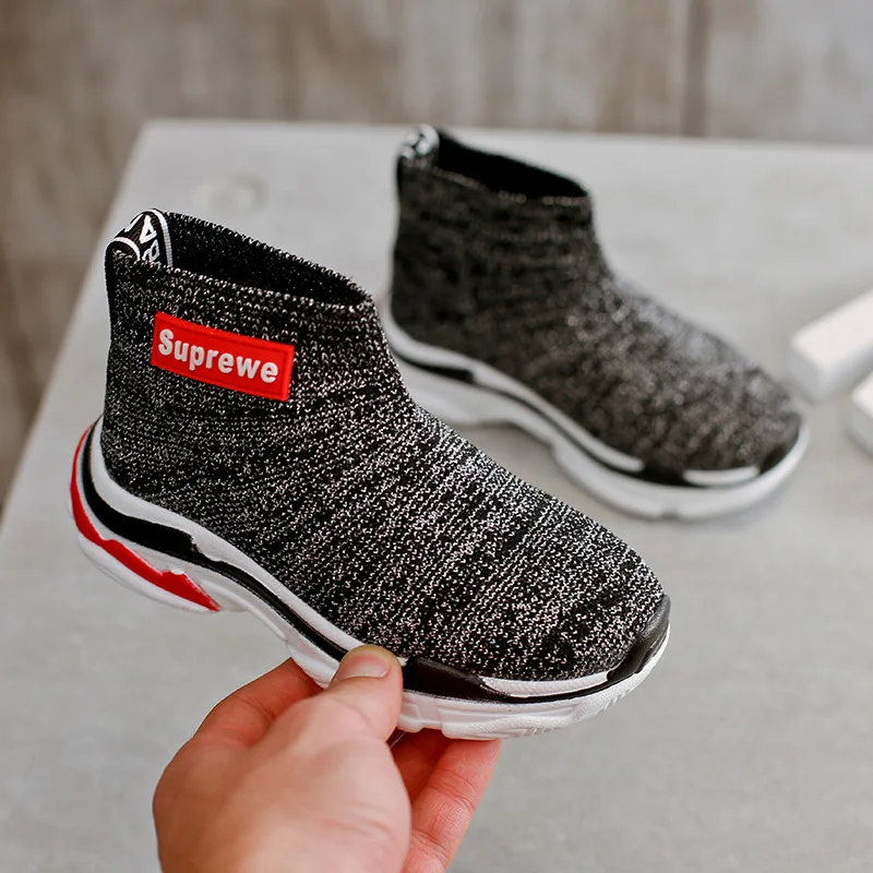 Весна 2018 маленьких/Big Kid слипоны тапки дышащий вязать носки спортивные