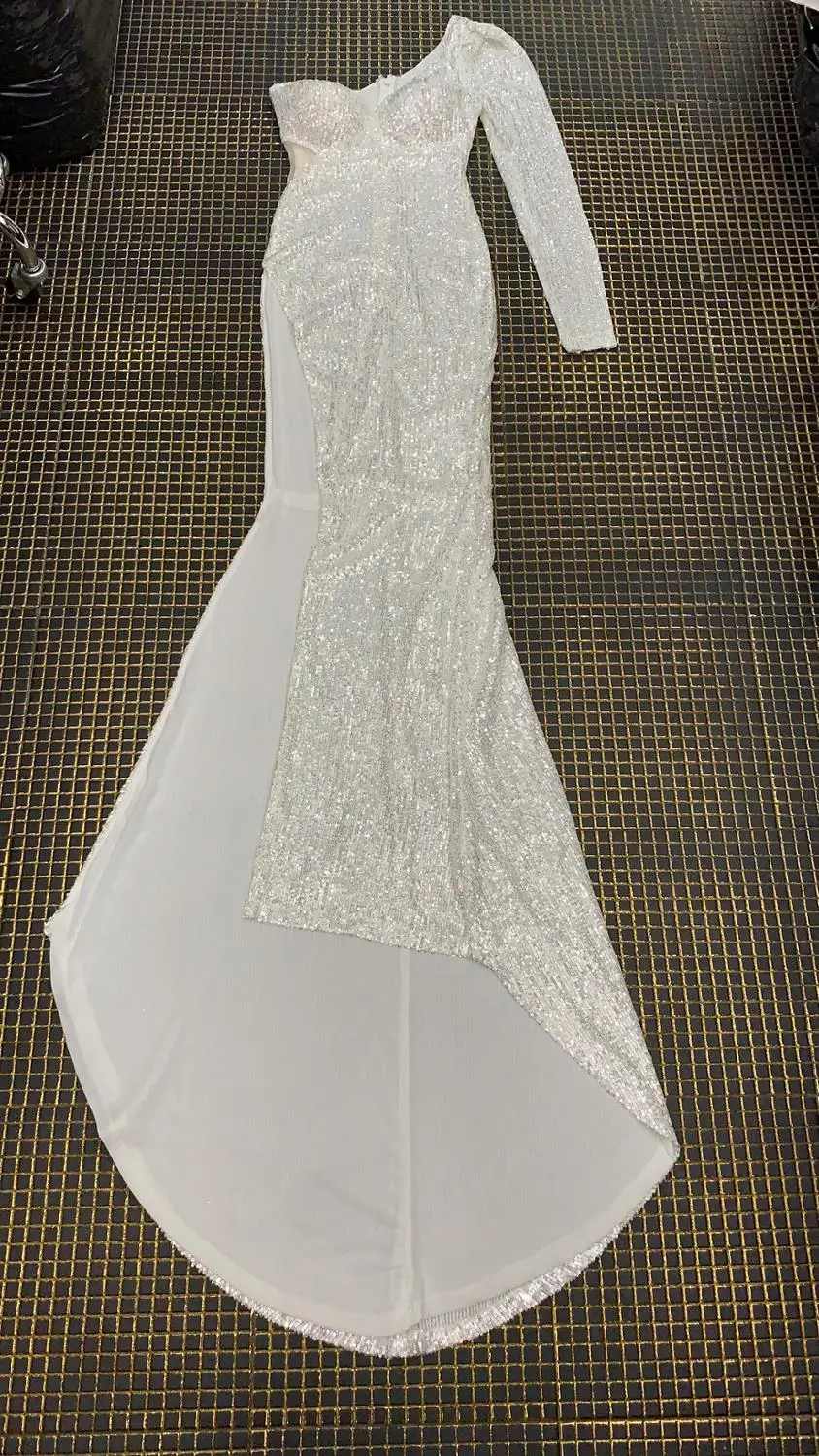 Элегантное вечернее сексуальное женское платье на одно плечо с v образным