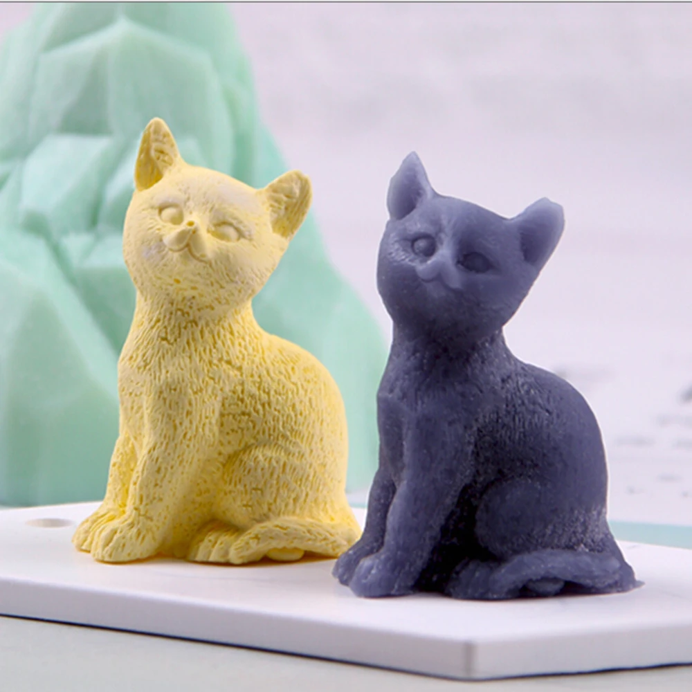 3D стоящая силиконовая форма в виде кота шоколадного торта, форма для украшения свечей, форма для мыла, инструмент для моделирования, декоративное искусство, аксессуары