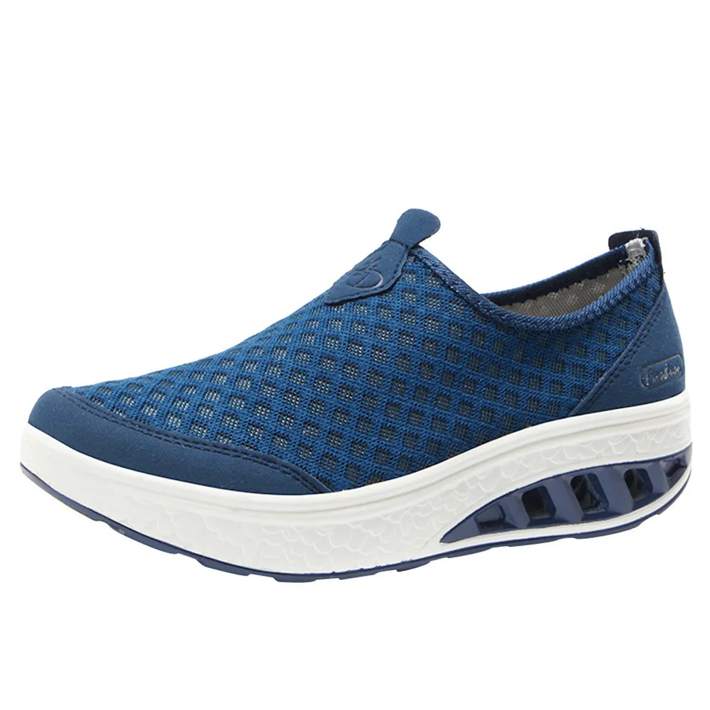 Синий Men Casual Shoes Chunky Sneakers Height Platform Women Outdoor Mesh Casual Shoes Thick-Soled Air Cushion Shoes Sneakers#g2 - Цвет: Синий