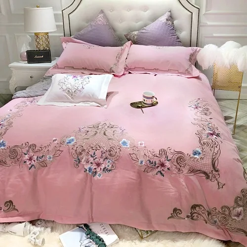 bedding set 2 600TC хлопок вышивка набор постельного белья Queen King, комплект постельного белья пододеяльник Постельное белье Покрывало juego/ropa de Кама parure де горит - Цвет: bedding set 2