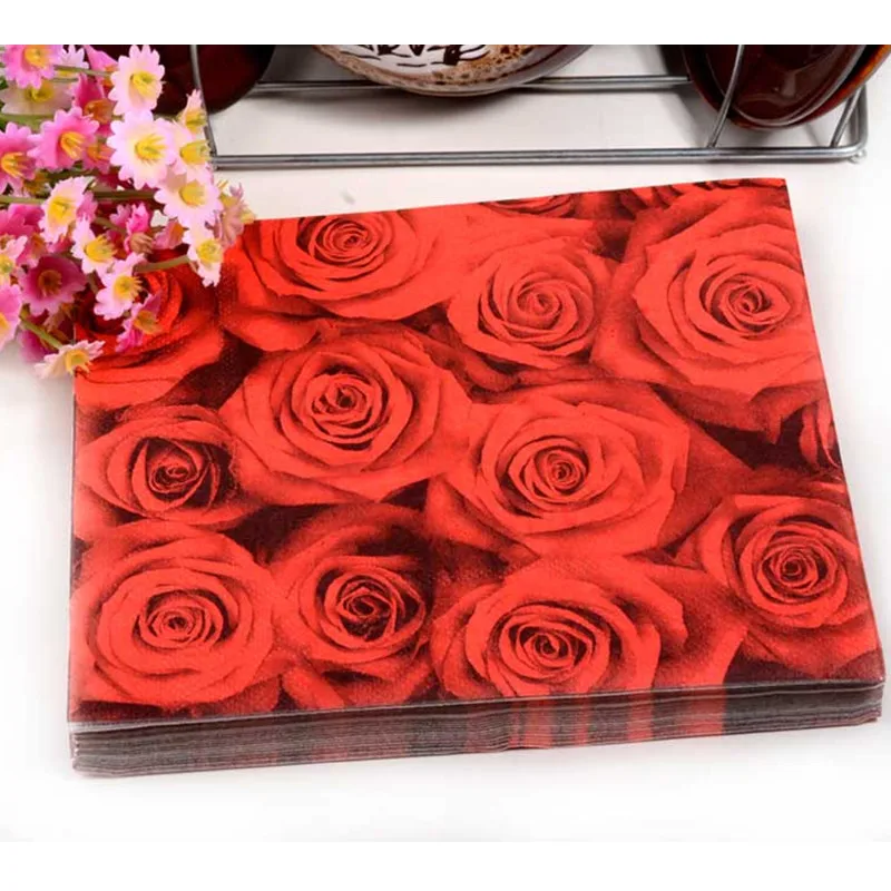 33*33 см 20 салфеток для стола бумажные салфетки фиолетовые красные розовые розы с