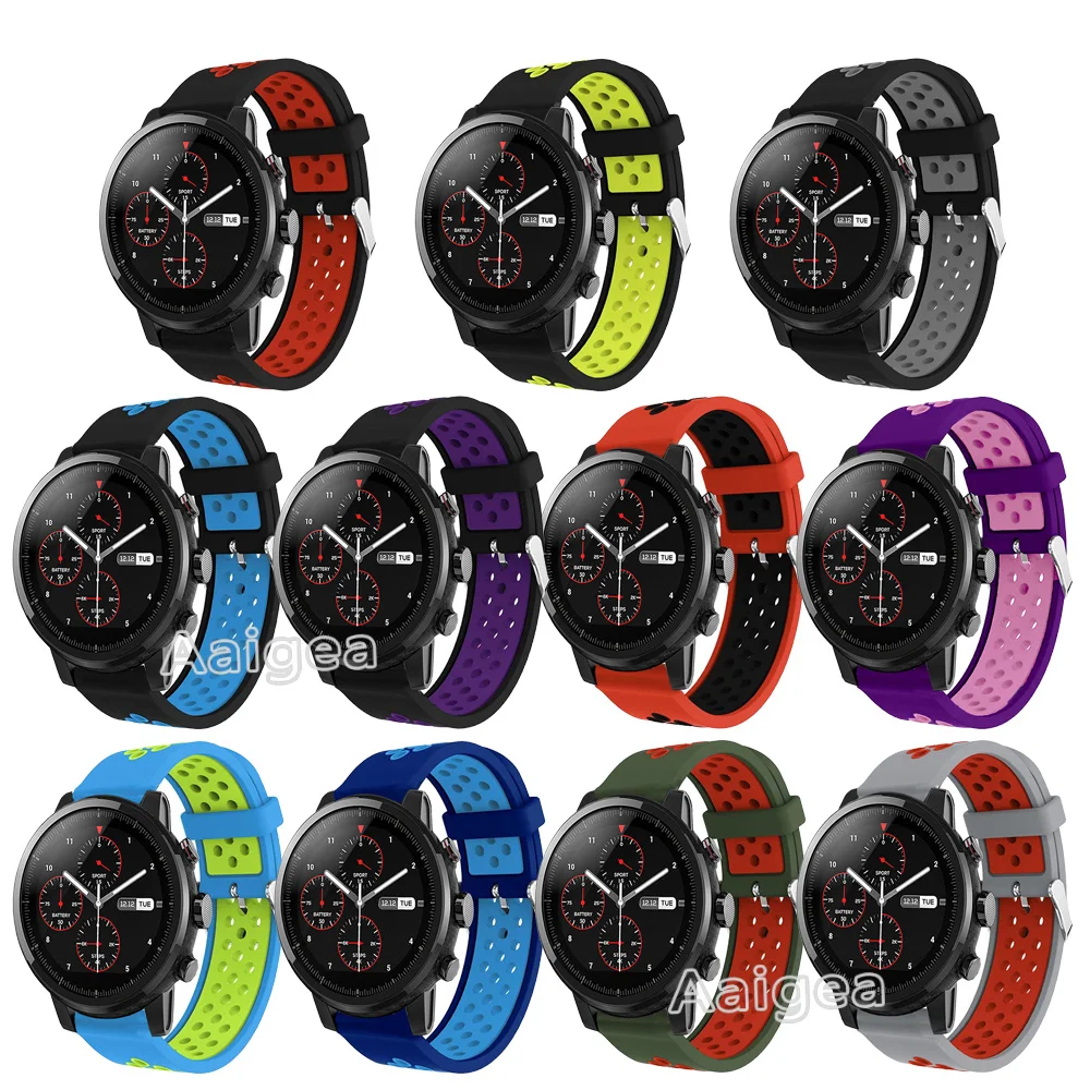22 мм спортивные силиконовые часы ремешок для Xiaomi Huami Amazfit Strato спортивные часы 2 Смарт часы заменены Пряжка ремешок