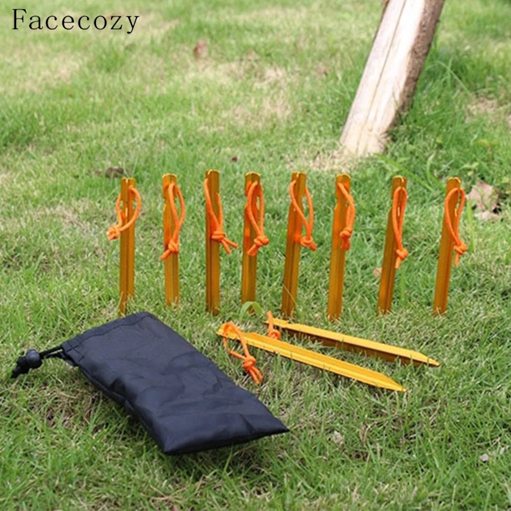Facecozy 10 шт 18 см колышки для палатки из алюминиевого сплава Треугольные ногтей со