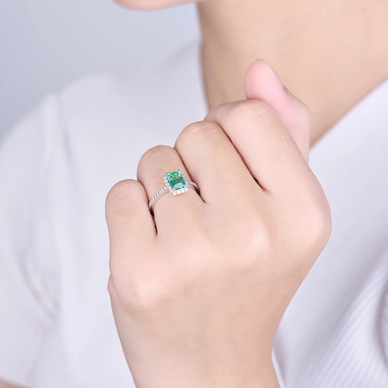 Женское кольцо из 2020 натурального изумруда LOVERJEWELRY обручальное белого золота 18