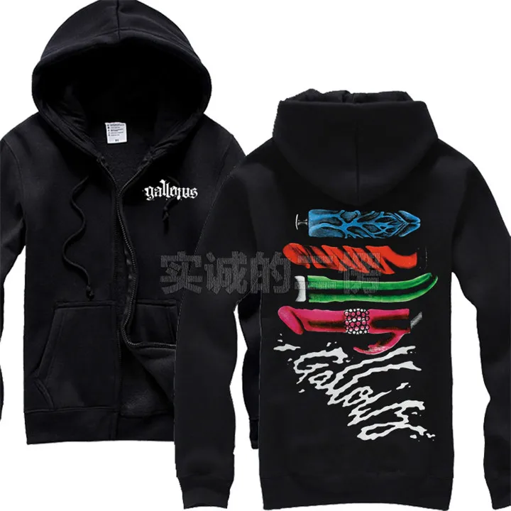 9 Designs Streetwear Zipper Sweatshirt Gallows tracksuit Rock Hoodies shell jacket punk Skull metal sudadera death fleece | Мужская