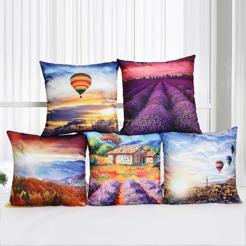 Вид Живописные пейзажи огненный воздушный шар Лавандовая роспись нарисованная