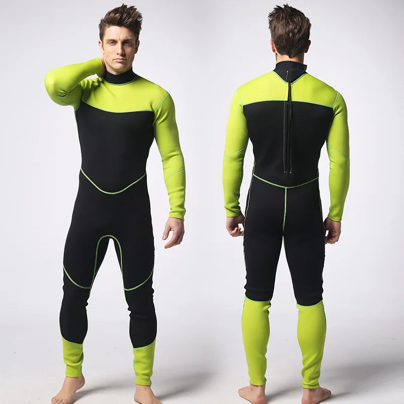 Мужской зеленый с черным неопреновым гидрокостюмом SCR 3 мм серфинг теплый