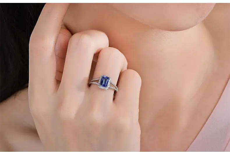 0.7 carat 925 sterling silver diamant ring sapphire tanzanite wedding engagement jewelry US size from 4.5 to 9 (LA) | Украшения и
