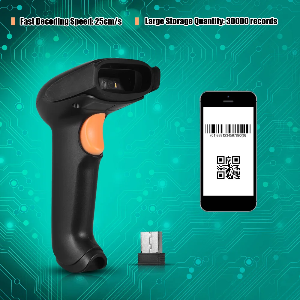 

Aibecy Handheld 1D 2D QR Code Scanner Barcode Reader CMOS Image Barcode Scanner USB 2.4G Barcode Scanner Wireless Scanning