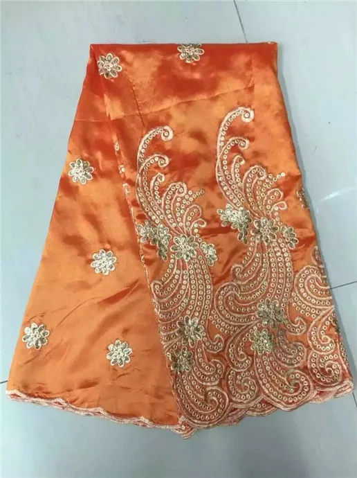 

Royal Blue George Lace Fabric With Blouse Sequined African Silk Lace Embroidered India Nigerian George And Blouse High Quality