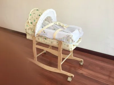 Колыбель-люлька для новорожденных, детская коляска, роликовая кроватка-качалка, переносная спальная корзина с москитной сеткой, детская люлька, коляска - Цвет: B