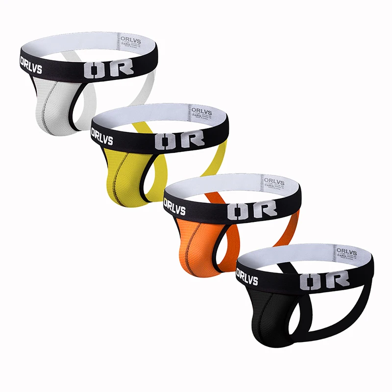 ORLVS 2019 Gay jockstrap 4 шт./партия нижнее белье сетчатые мужские трусики стринги Cueca
