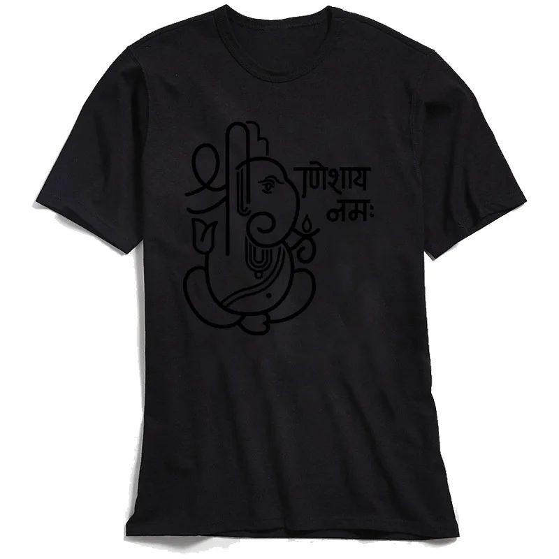 Ganesha футболка для мужчин Ganapati слон Милая Мужская 100% хлопок ткань белые черные