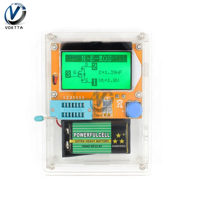 V2.68 ESR-T4 Mega328 цифровой Транзистор тестер Диод Триод Емкость ESR метр для MOSFET/PNP/NPN LCR 12864 ЖК-экран тестер - Цвет: with case