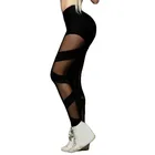 Женские лоскутные леггинсы NORMOV, черные сетчатые леггинсы с высокой талией, эластичные облегающие штаны для тренировок