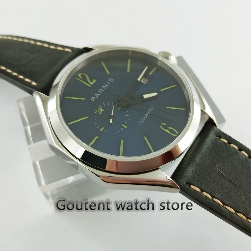 Parnis 43 мм 21 jewels MIYOTA 821A автоматический синий циферблат сапфировое стекло Miyota