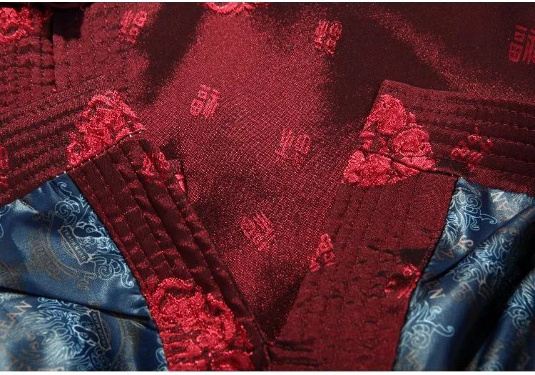 Мужские хлопок китайский куртка Длинные рукава Традиционный Tangzhuang одежда печать