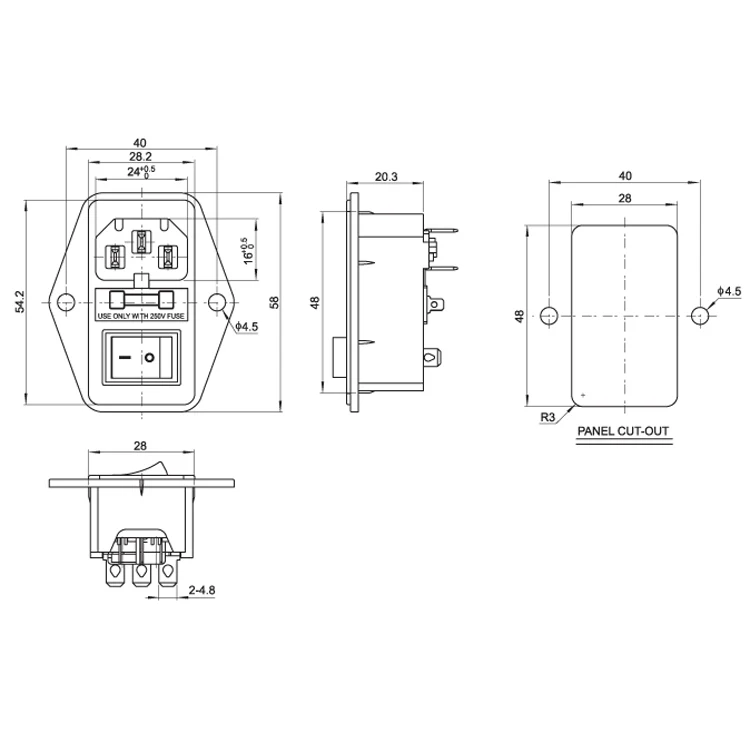 Ac power outlet word with lamp socket fuse equipment switch the supply | Инструменты