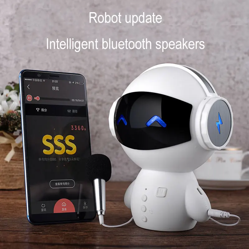 ТВ караоке умный робот Bluetooth динамик M10 милый бас портативный стерео беспроводной
