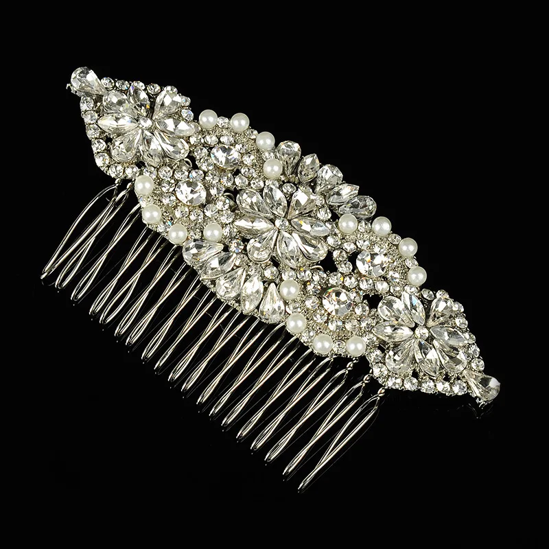 Floralbride арт-деко серебряный цвет стразы кристаллы жемчуг цветок Свадебная