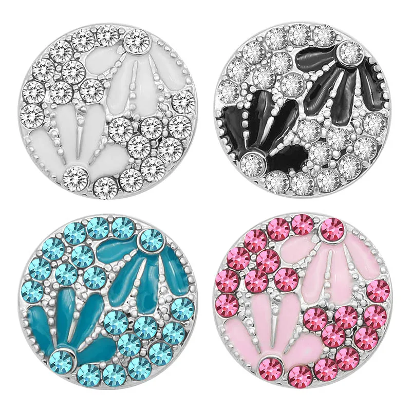 

Новинка KZ3095 красивые очаровательные цветные Кристальные цветы металлические 18 мм кнопки для самодельных ювелирных изделий