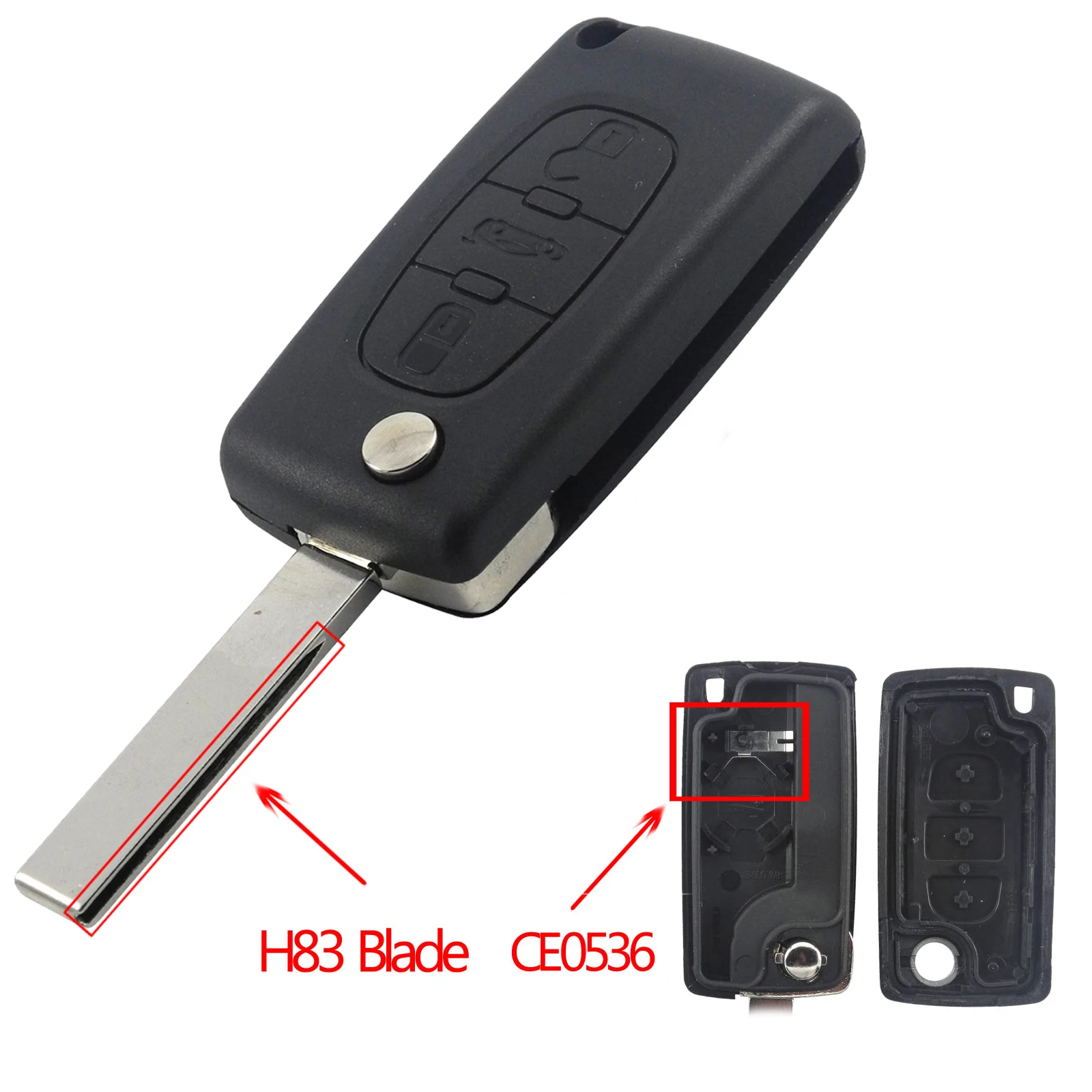 3BTN HU83 CE0536 Автомобиль дистанционного флипа ключа оболочки HU83 VA2 CE0536 CE0523 для peugeot 307 407 308 408 Citroen C2 C3 C4 C5 C6 C8 Xsara Picasso 2/3/4 BTN - Цвет: 3BTN HU83 CE0536