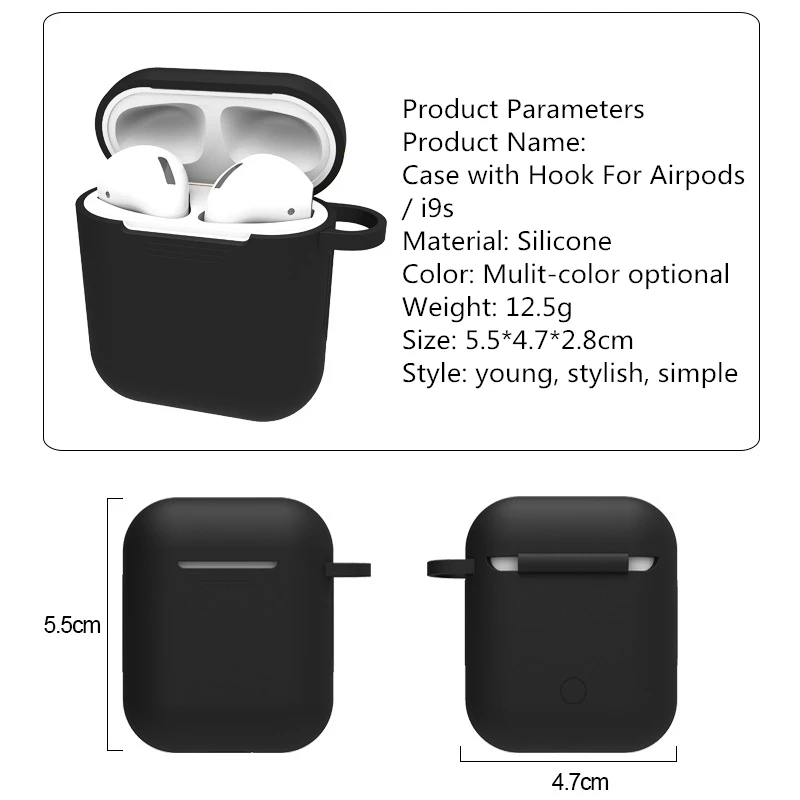 Силиконовый чехол с крючком для беспроводных наушников AirPods i9s|Аксессуары