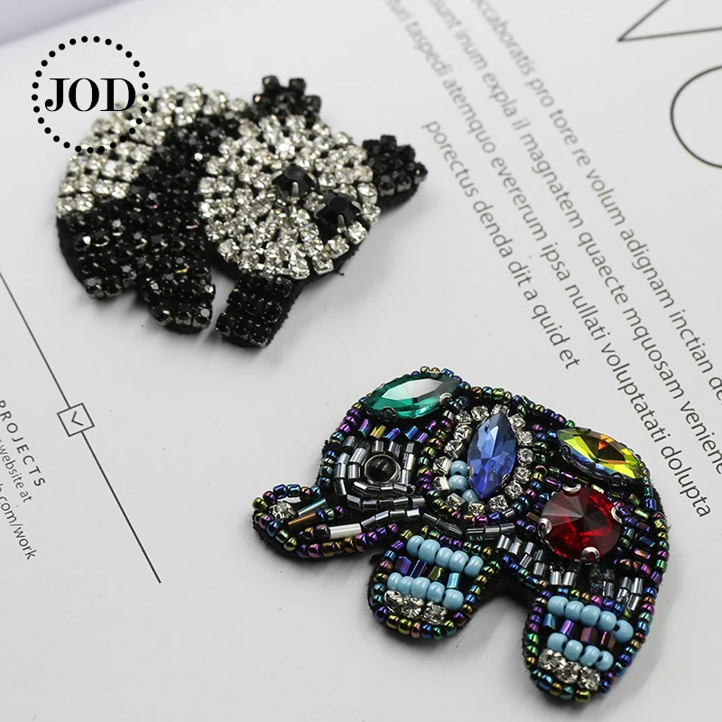 Embroidered Elephant Panda Bead Patches for Clothing Sew on Clothes Patch DIY Rhinestone Diamond Sewing Accessories Badges JOD | Дом и сад