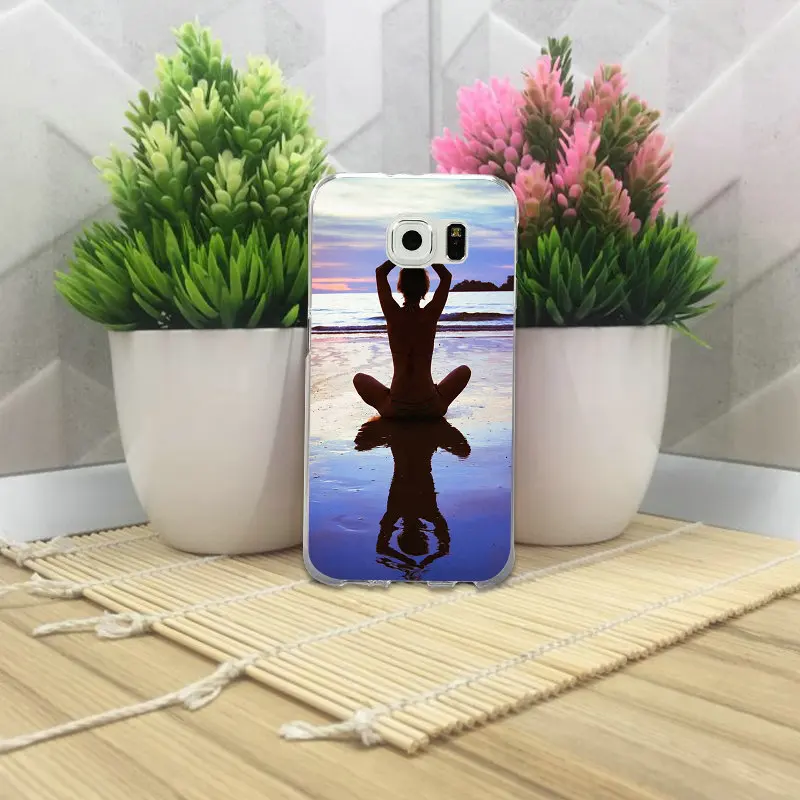 Мягкие ТПУ чехлы для мобильных телефонов Yoga World Silhouette Samsung Galaxy S3 S4 S5 Mini S6 S7 S8 S9 S10 Edge