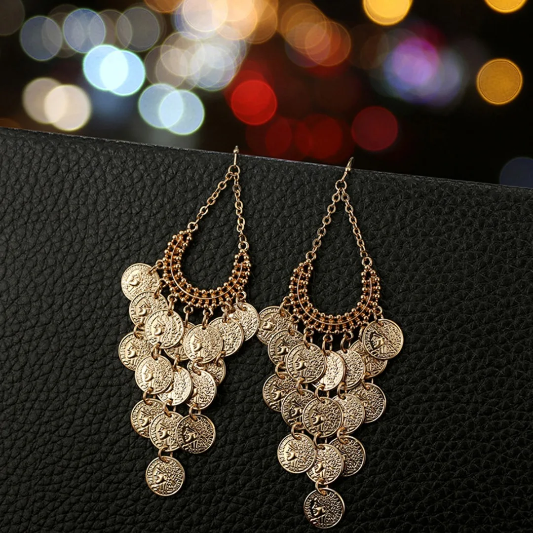 Shellhard модные золотистые металлические висячие серьги с кисточками ретро круглые