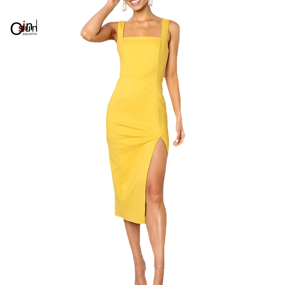 Osunlin 2019 новые летние женские повязки сбоку разделение без рукавов Bodycon Клубная