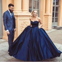 vinca sunny new sexy navy blue sweetheart ball gowns satin wedding dresses 2022 bridal gown vestido de noiva