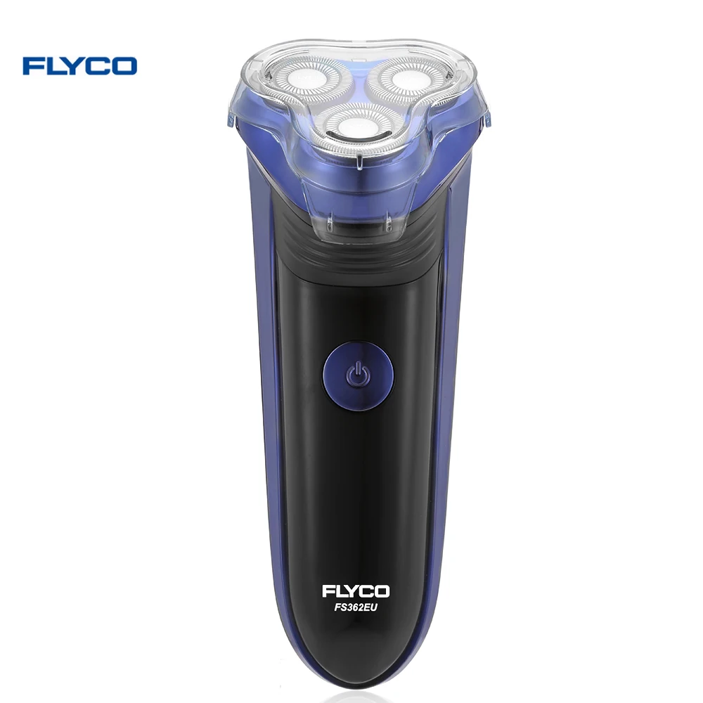 FLYCO FS362EU электробритва с комфортной системой Лезвия для мужчин 3D бритва с Плавающей головкой с двойным трековым лезвием всплывающий триммер - Цвет: Black Blue