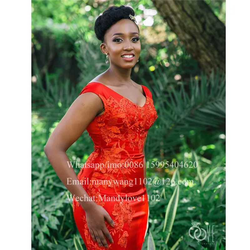 Вечерние платья в африканском стиле с v образным вырезом роскошное Красное