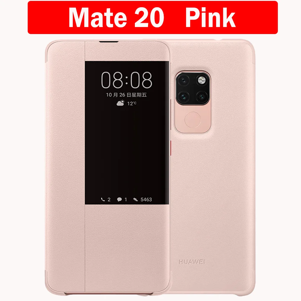 Чехол для huawei mate 20 Pro, чехол для huawei mate 20 X, чехол для mate 20 с откидной крышкой, умный защитный чехол с окошком для просмотра, чехол для huawei mate 20X - Цвет: Mate 20  Pink