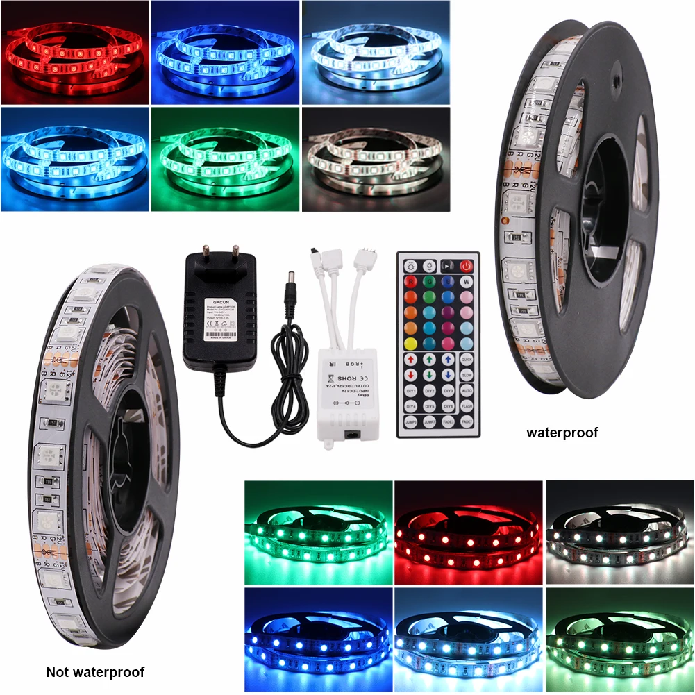 1 м/2 м/5 м Высокое качество 5050 RGB Светодиодная лента DC12V 60 Светодиодный s/m