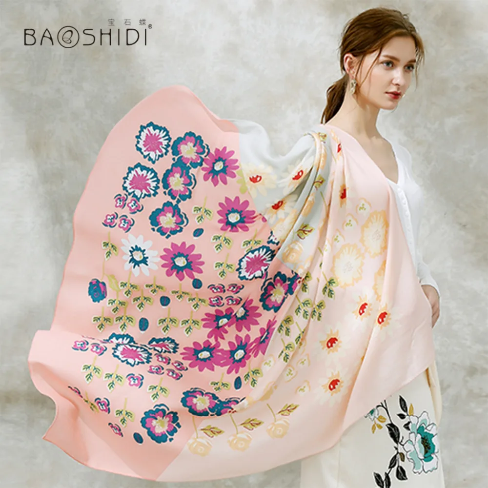 Женский шарф BAOSHIDI теплый мягкий зимний из 100% шерсти Infinity квадратная элегантная