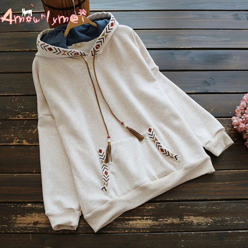 Женский свитшот с длинным рукавом вышивкой и кисточками|sweatshirt women|winter sweatshirtssweatshirt