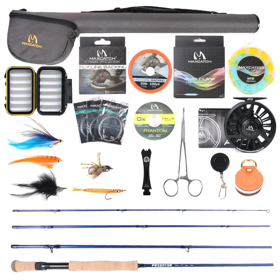 Maximumcatch Predator 9 футов 8 10WT полный соленой воды Fly стержень катушка линии Крючки
