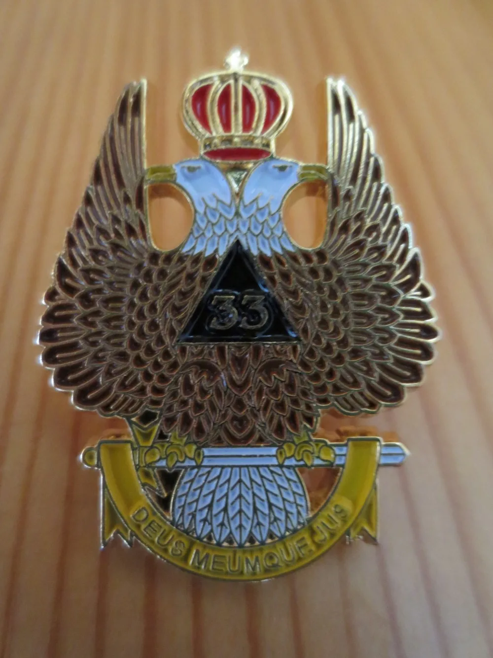 Масонский значок булавки на лацканы масон, вольный каменщик B34 древний и принимается Шотландский Обряд 33 градусов DEUS MEUMQUE JUS Crown