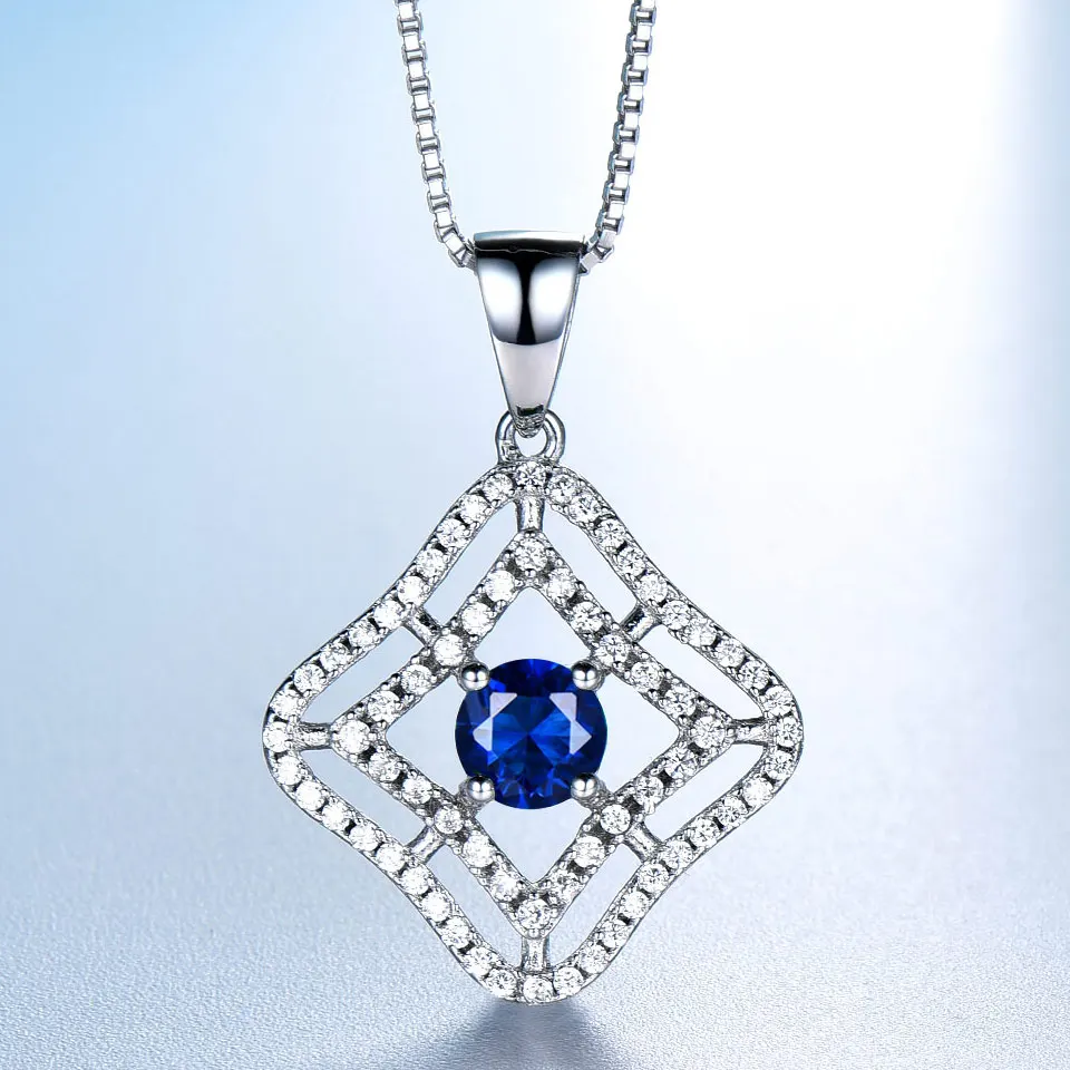 Комплект из колье и серёг серебра 925 пробы с синим сапфиром | Украшения аксессуары