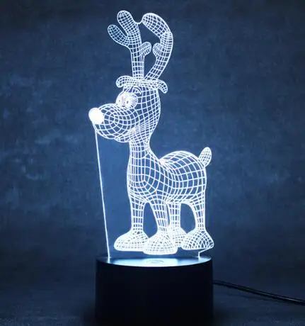 Deer 3 Рождественская серия, рождественские украшения, домашние, вечерние, 3D лампы, светодиодный, ночник, светильник, Санта Клаус, дерево, снеговики, подарки на Рождество и год - Испускаемый цвет: Deer 3