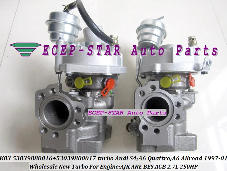 

Free Ship Twin Turbo K03 53039700016 53039700017 078145701R Turbocharger For AUDI S4 A6 1997-01 AJK ARE BES AGB V6 2.7L C5 S4