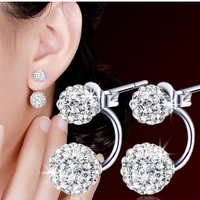 nehzy 925 sterling silver new jewelry women s luxury shambhala crystal ball stud earrings fashion temperament stud earrings