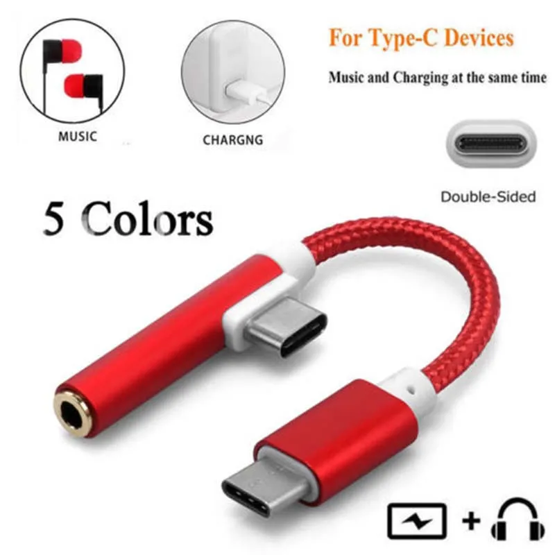 2 в 1 type C 3 5 мм наушники USB Jack адаптер конвертер аудио зарядное устройство кабель
